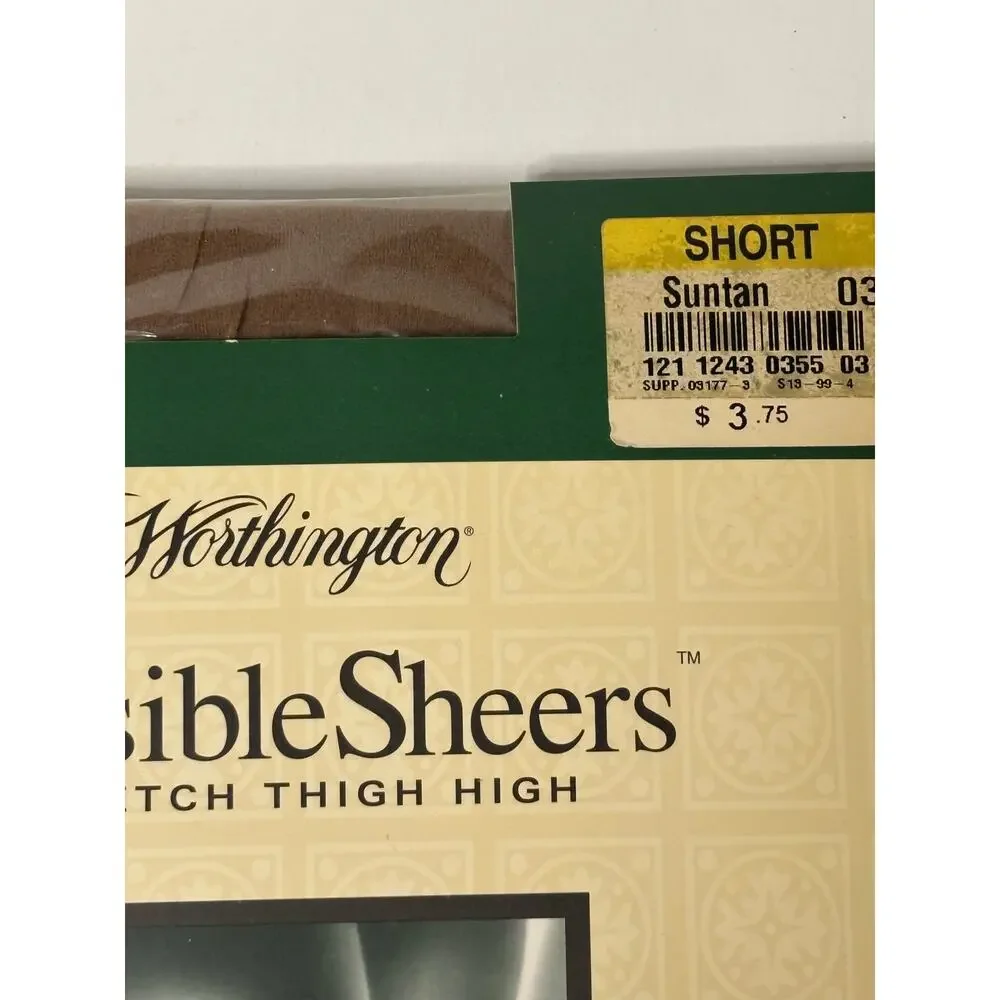 NEW Vintage Worthington Sensible Sheer Thigh High Pantyhose Suntan Size Short